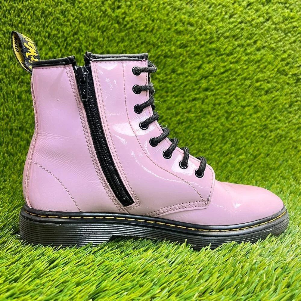 Dr. Martens 1460 Girls Size 3Y Pink Black Classic Outdoor Leather Side Zip Boots